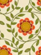 Vintage Floral in Bright Green Orange and Red