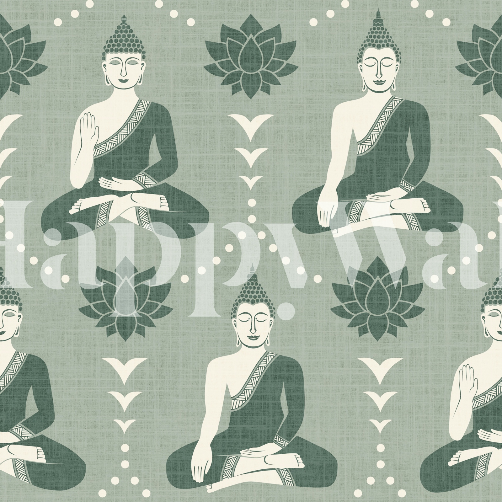 Meditating Buddha Lotus Green Wallpaper
