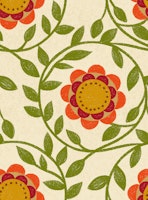 Bright Vintage Floral Red Green Orange carta da parati