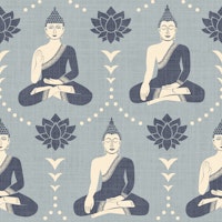 Meditating buddha and lotus blue papiers peint
