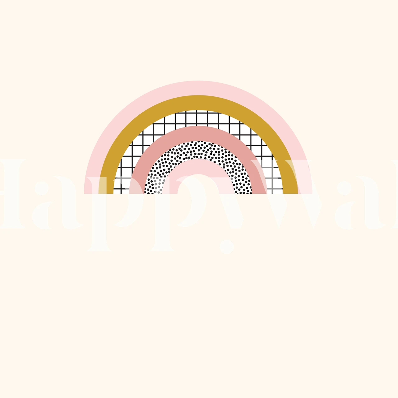 Large rainbow wallpaper in a room