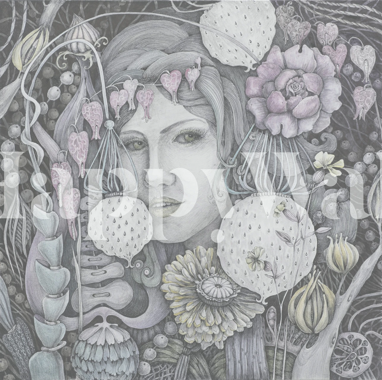 Enchanted Garden Muse light wallpaper in a room