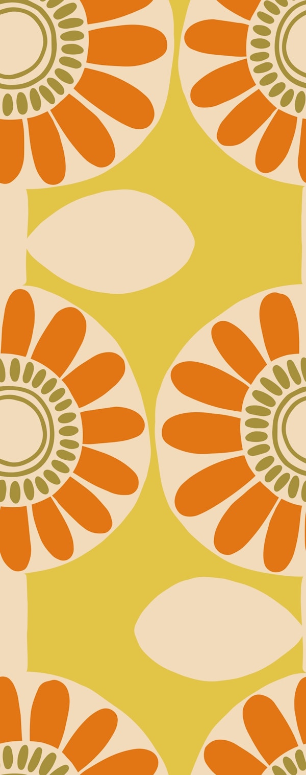 Retro Scandi Sunshine Floral - Orange Yellow