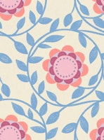 Vintage Floral Sky Blue Pink Peach Cream carta da parati