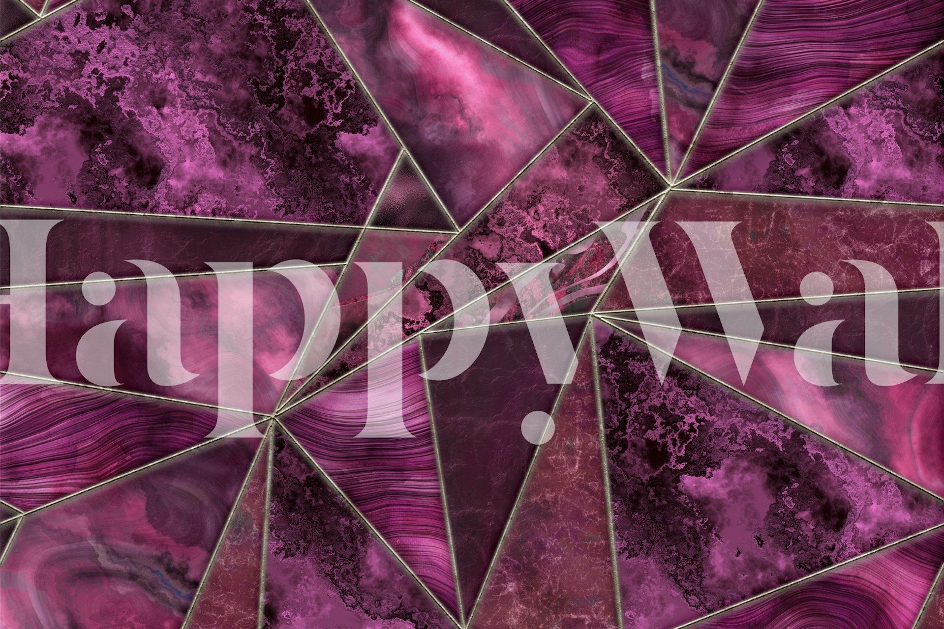Geometric gemstone marble pattern in shades of fuchsia and purple wallpaper