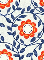 Bright Red and Green Vintage Floral Scandi carta da parati