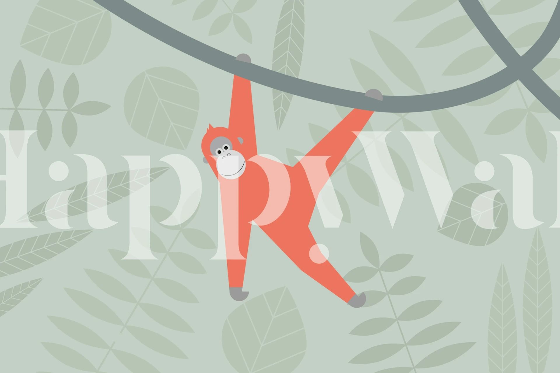 Playful orangutangtapet i et rum