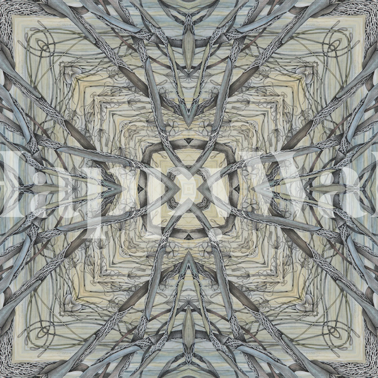 Intricate flower maze wallpaper in a room