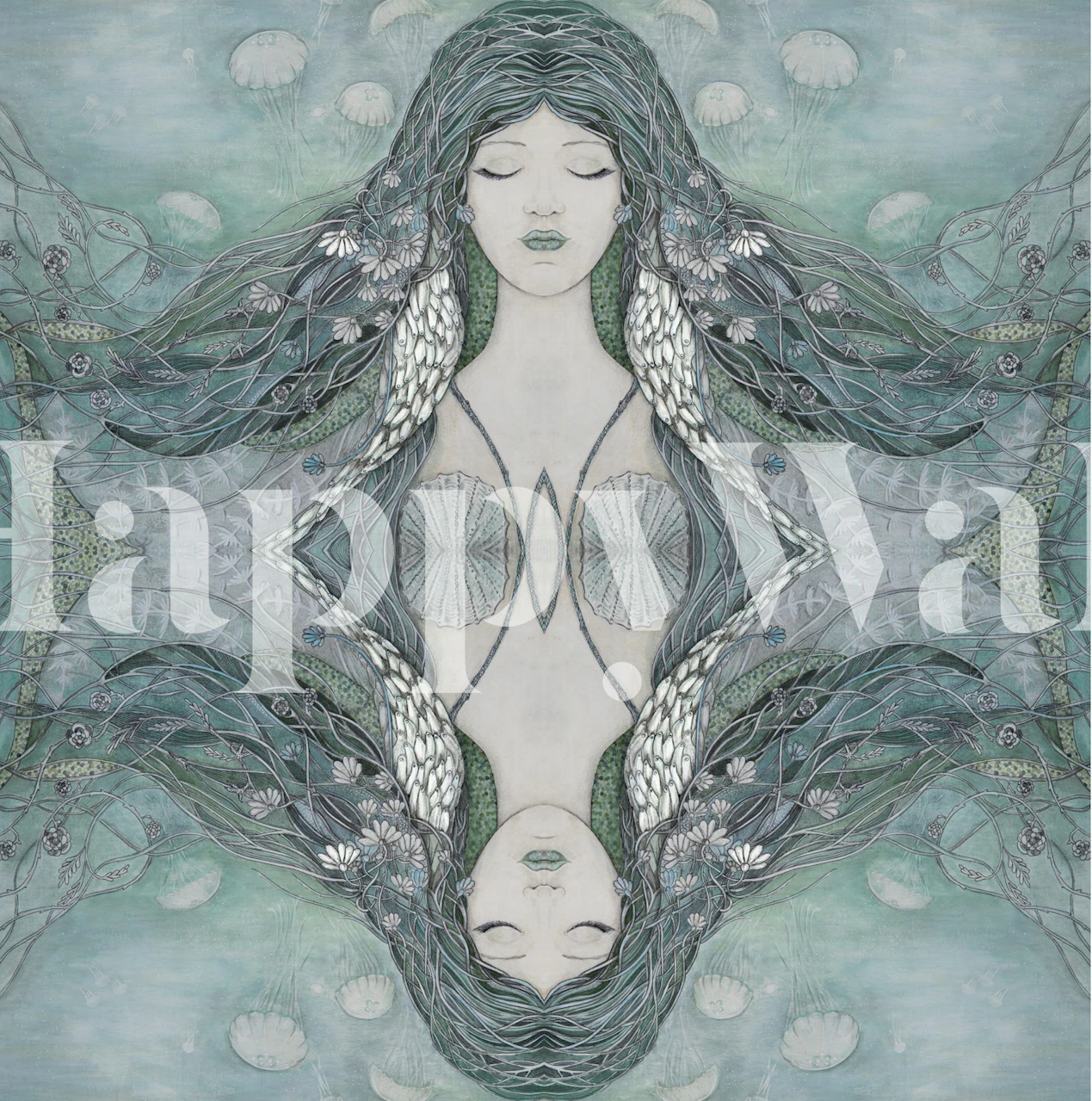 Mermaid dream wallpaper displayed in a room