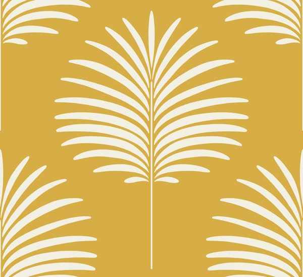 Palm Leaves - Mustard Yellow and White 1