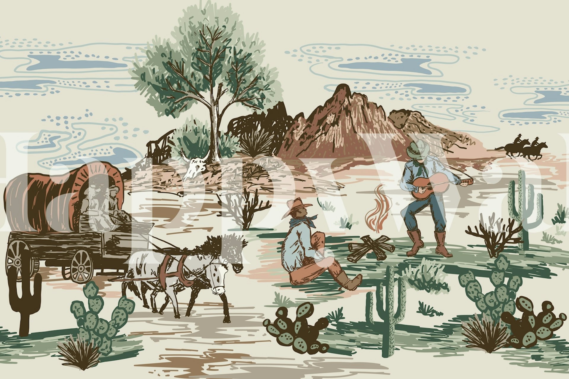 Western Cowboy wallpaper featuring a frontier scene