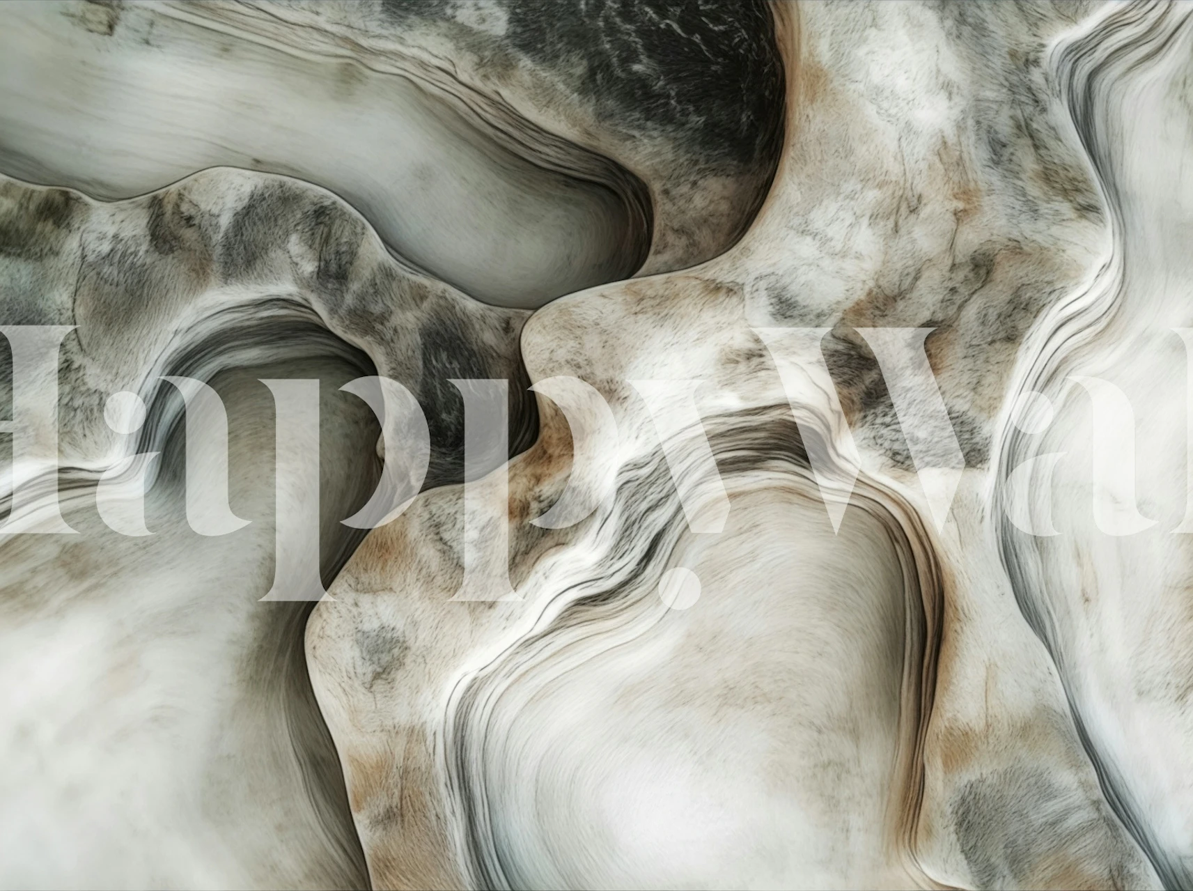Abstract organic shapes in shades of beige and gray wallpaper