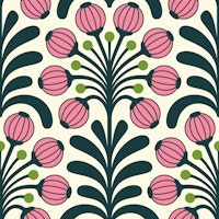 Retro Poppy Fantasy in Pink - S tapete