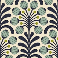 Retro Poppy Fantasy in Green - S tapete