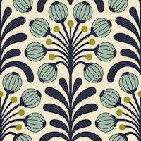 Retro Poppy Fantasy in Green - L tapete