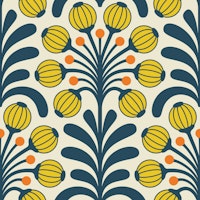 Retro Poppy Fantasy in Yellow - S tapete