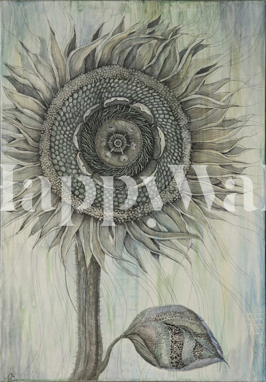 Magic sunflower wallpaper in a room