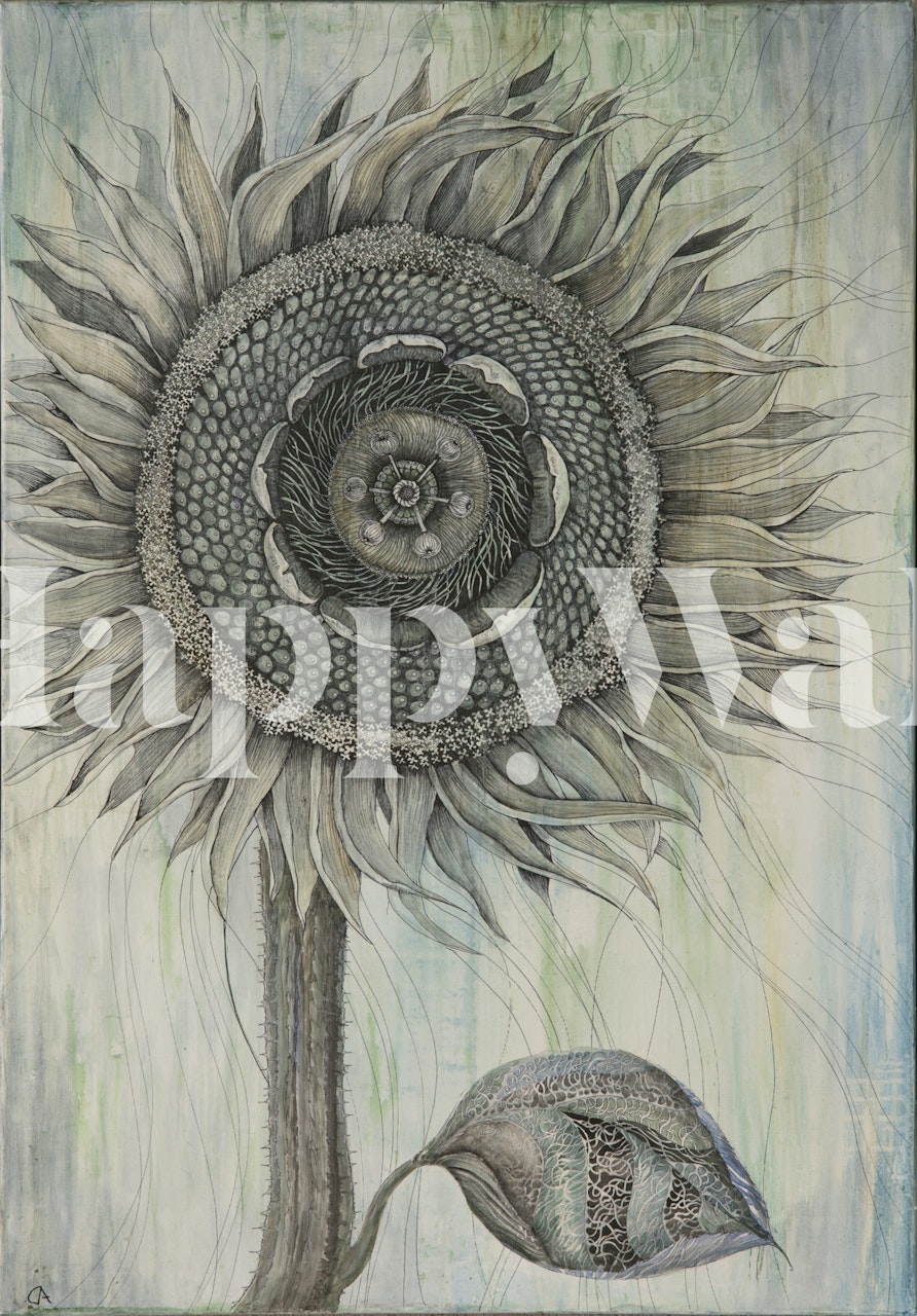 Magic sunflower wallpaper in a room