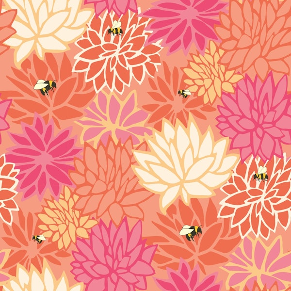 Dahlia Garden with Bees