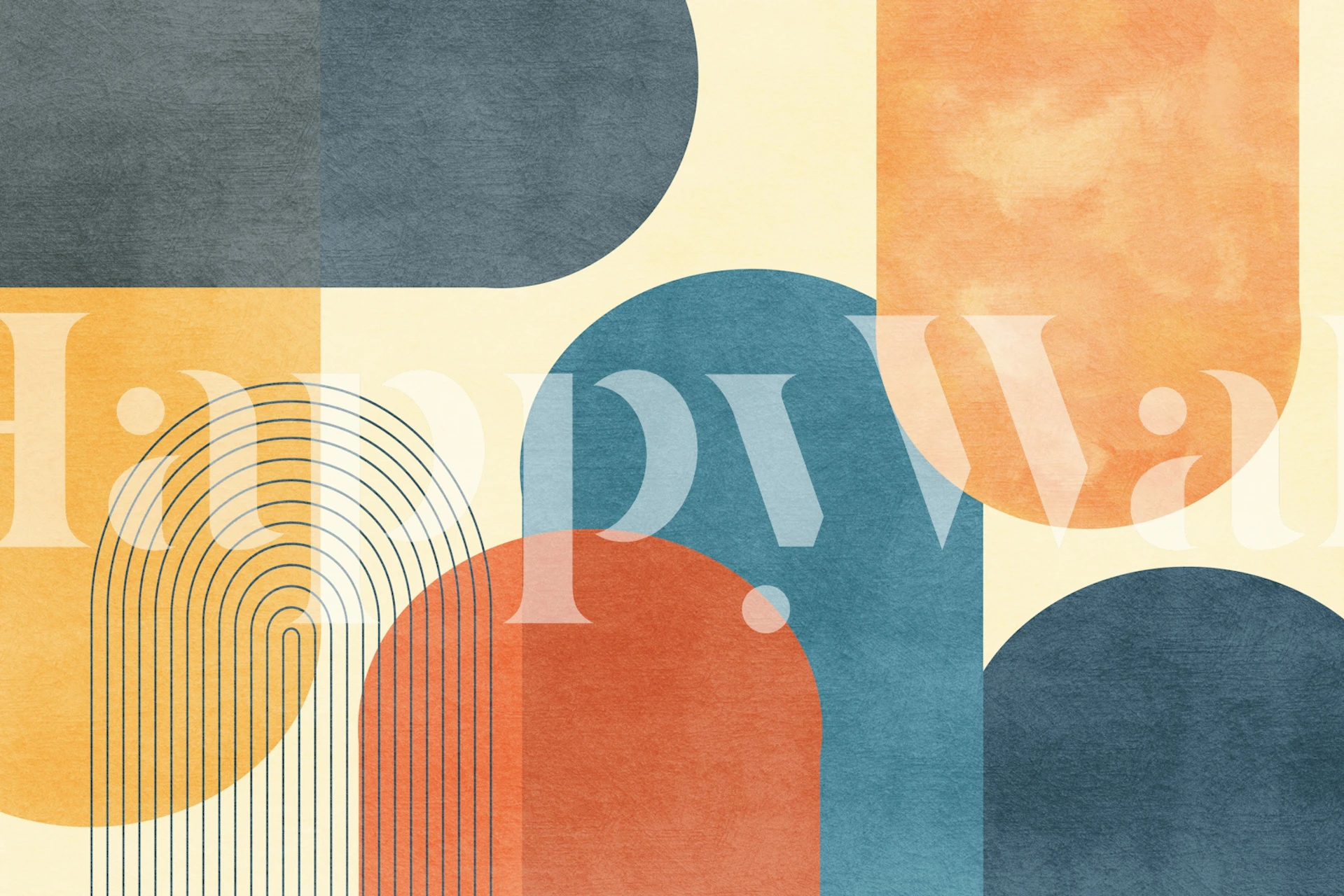 Abstract geometric wallpaper in a modern setting