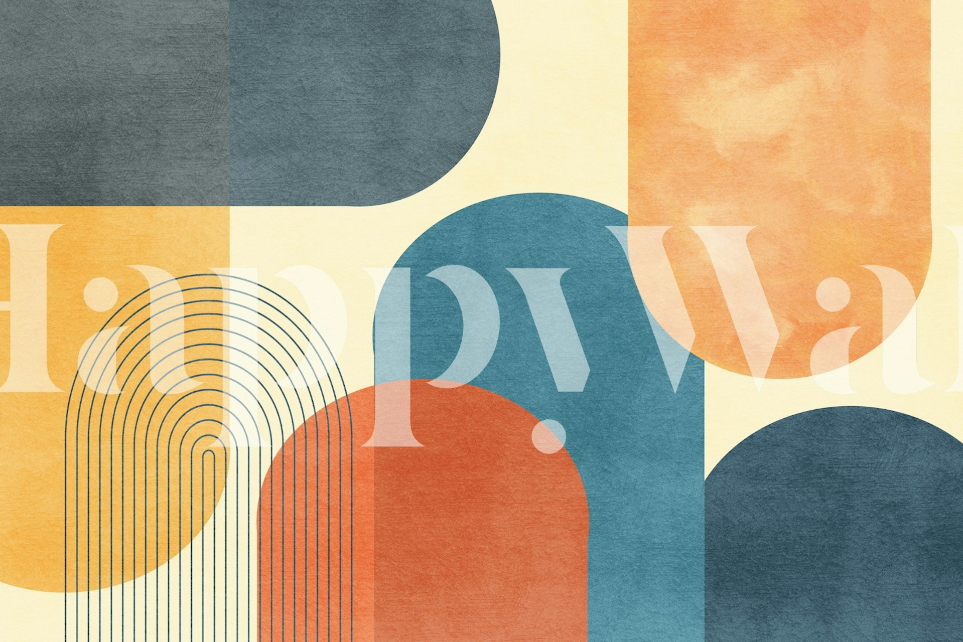 Papier peint Abstract Sunset Geometrics dans un cadre moderne