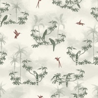Tropical Scenes - Olive Green carta da parati