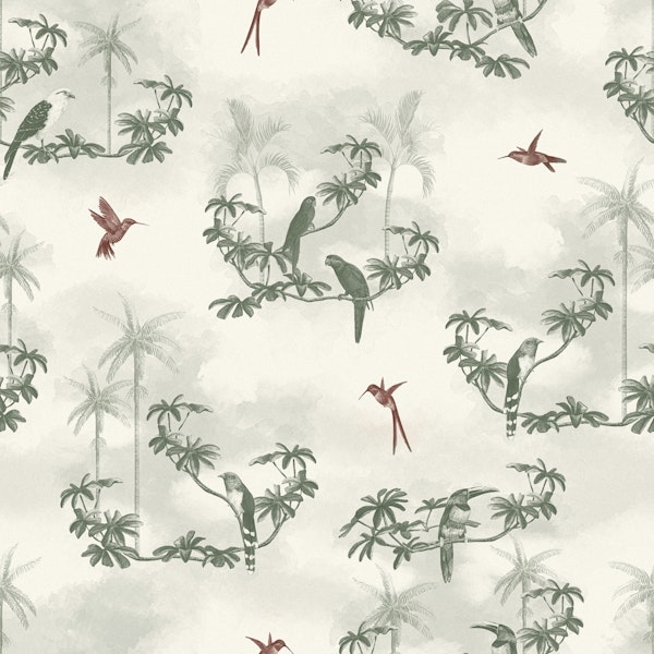 Tropical Scenes - Olive Green