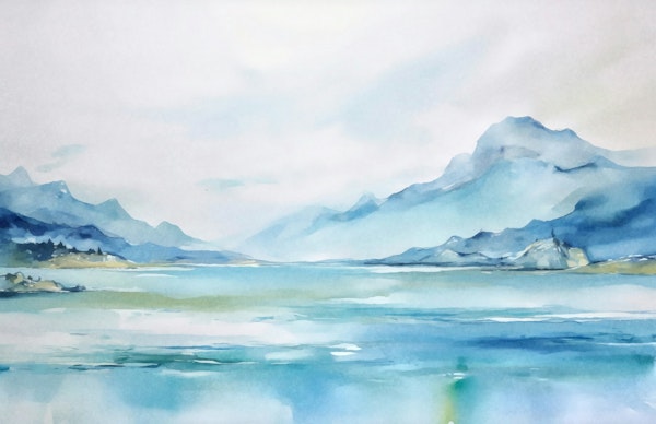 Tranquil Blue Hour Mountain View