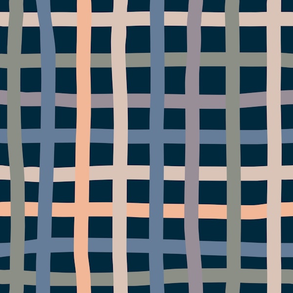 Wonky Check Mixed Colour Navy