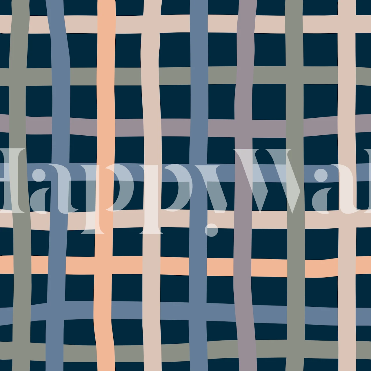 Navy plaid wallpaper with mixed colors and a modern pattern