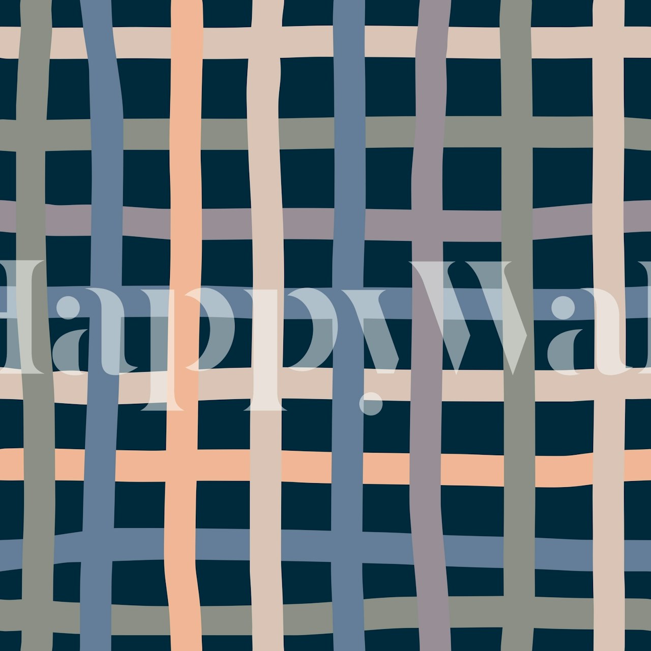 Navy plaid wallpaper with mixed colors and a modern pattern