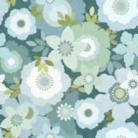 Retro Floral - Pastel Blue & Green tapete
