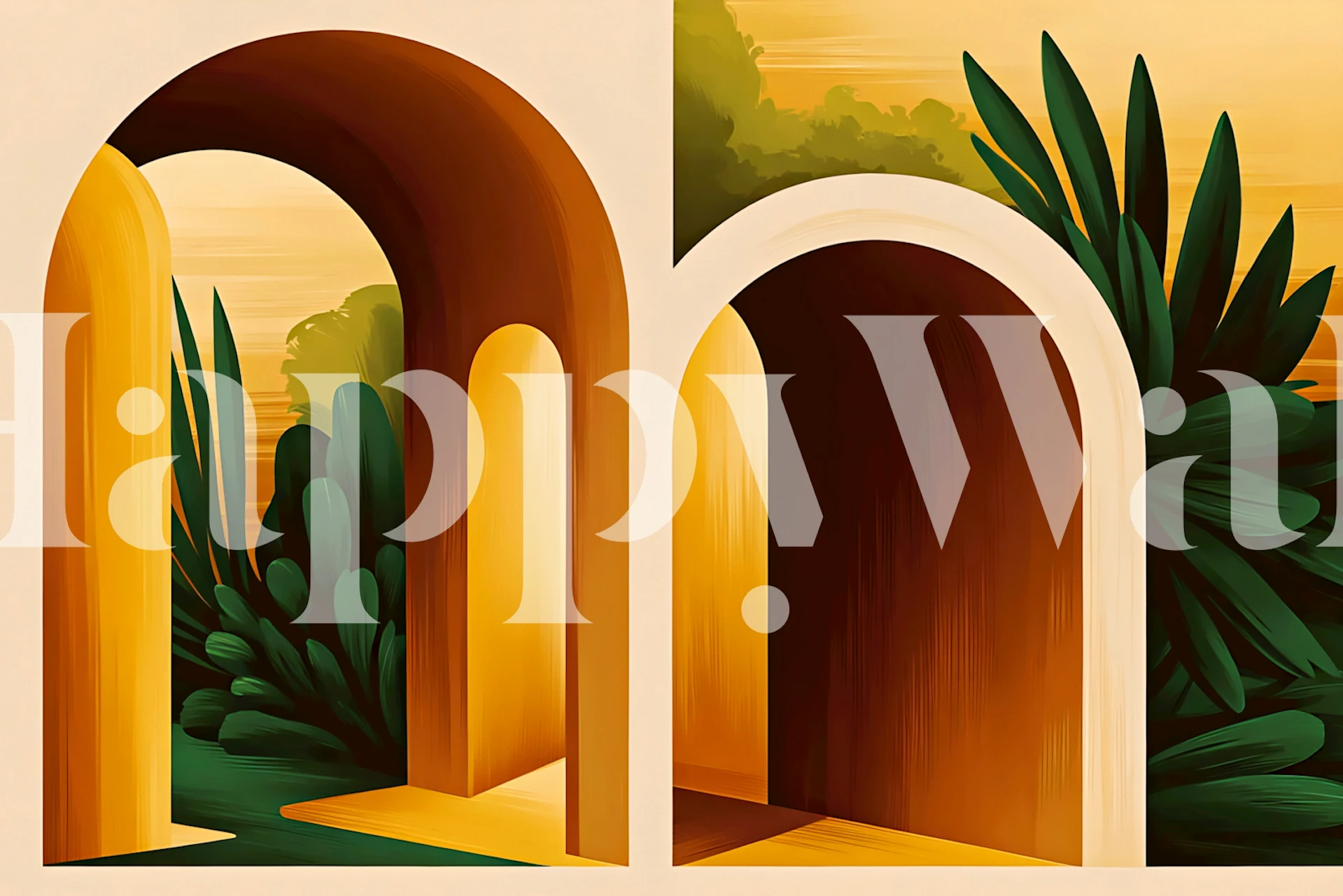 Vintage Arch Garden wallpaper in a room