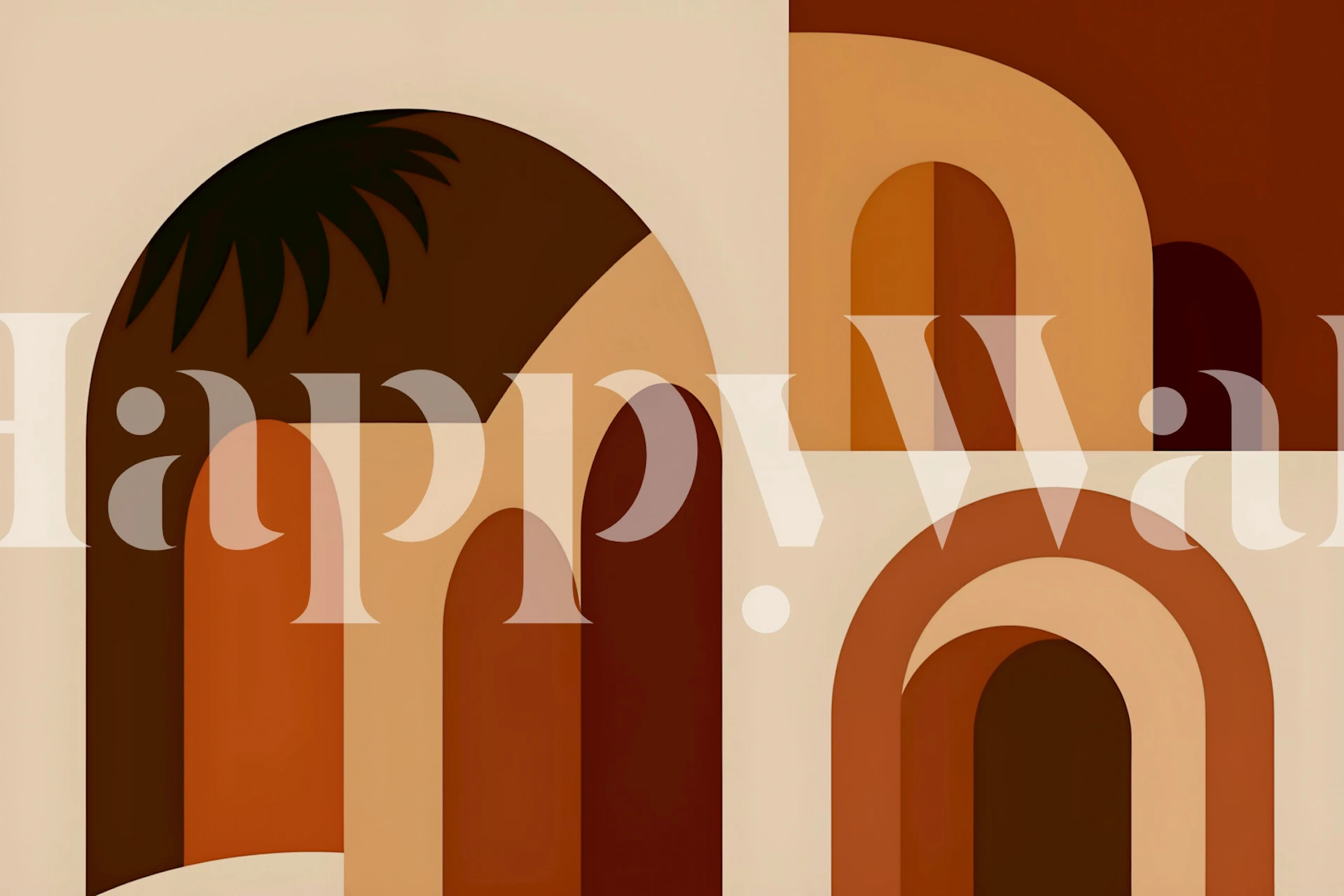 Geometric arches in orange and brown tones wallpaper