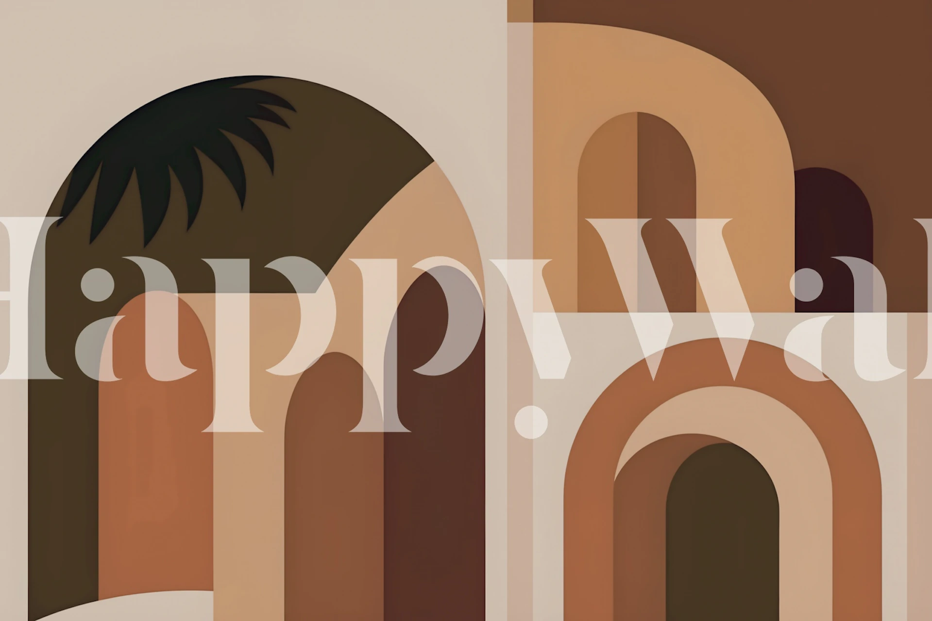 Geometric arches in orange and brown tones wallpaper