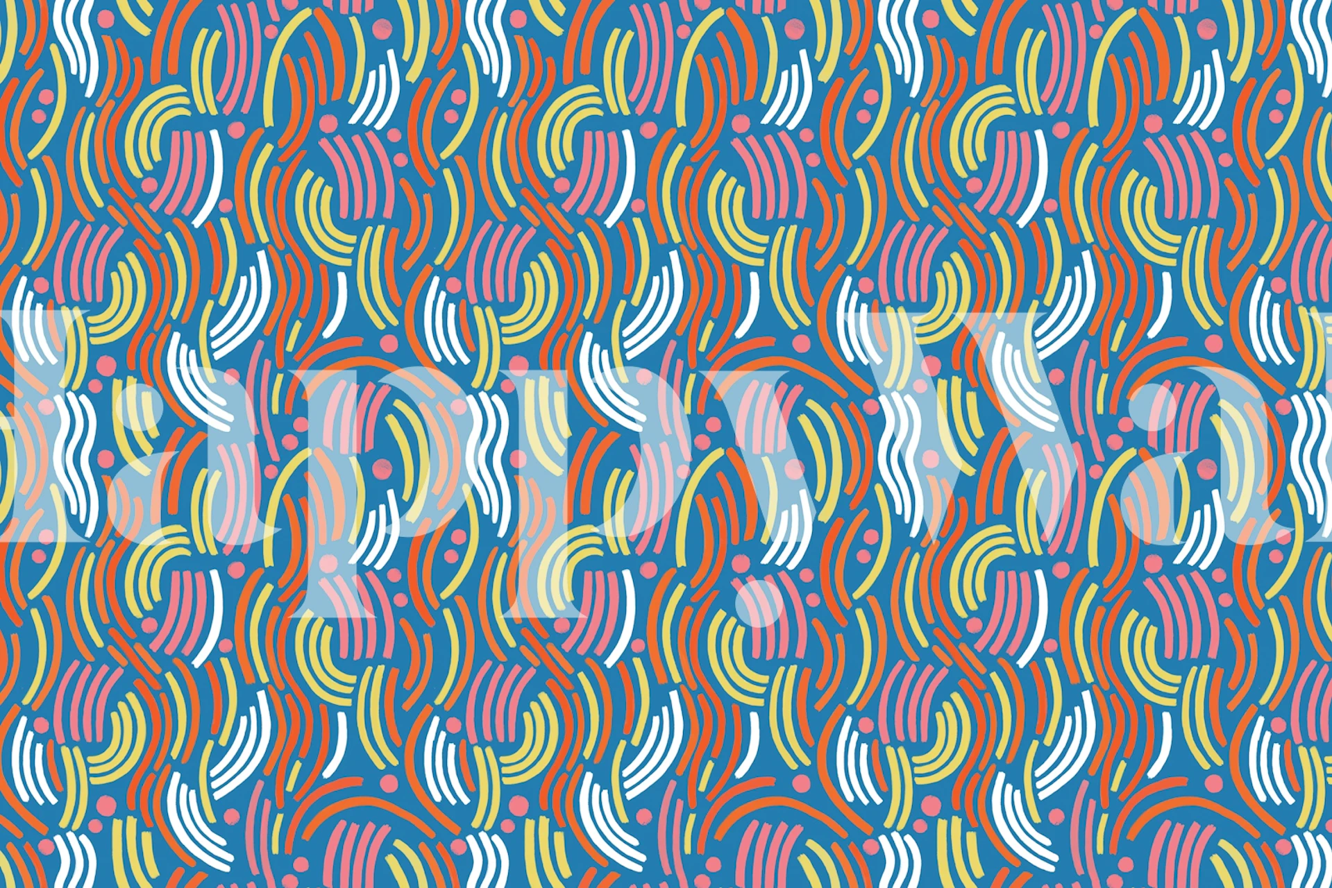 Papel de parede Cascading Lines and Dots em um quarto