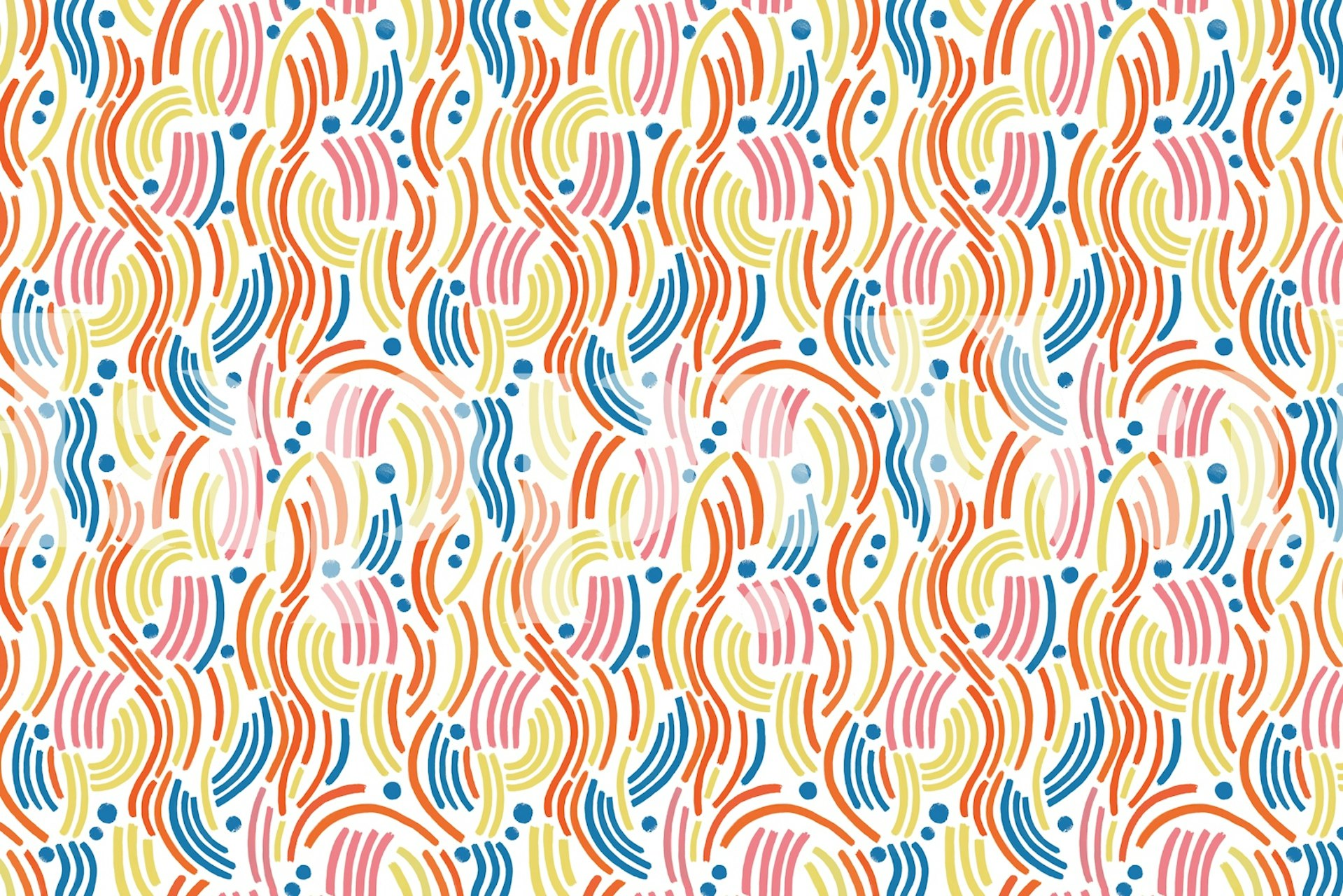 Papel de parede Cascading Lines and Dots em um quarto