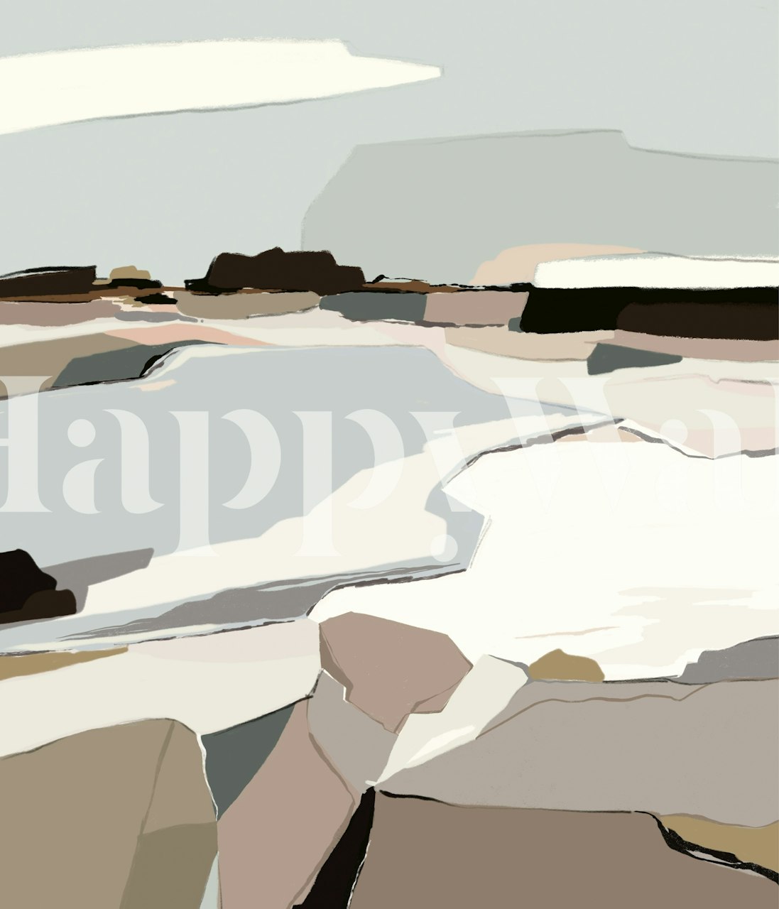 Soft Pastel Seascape wallpaper in a room