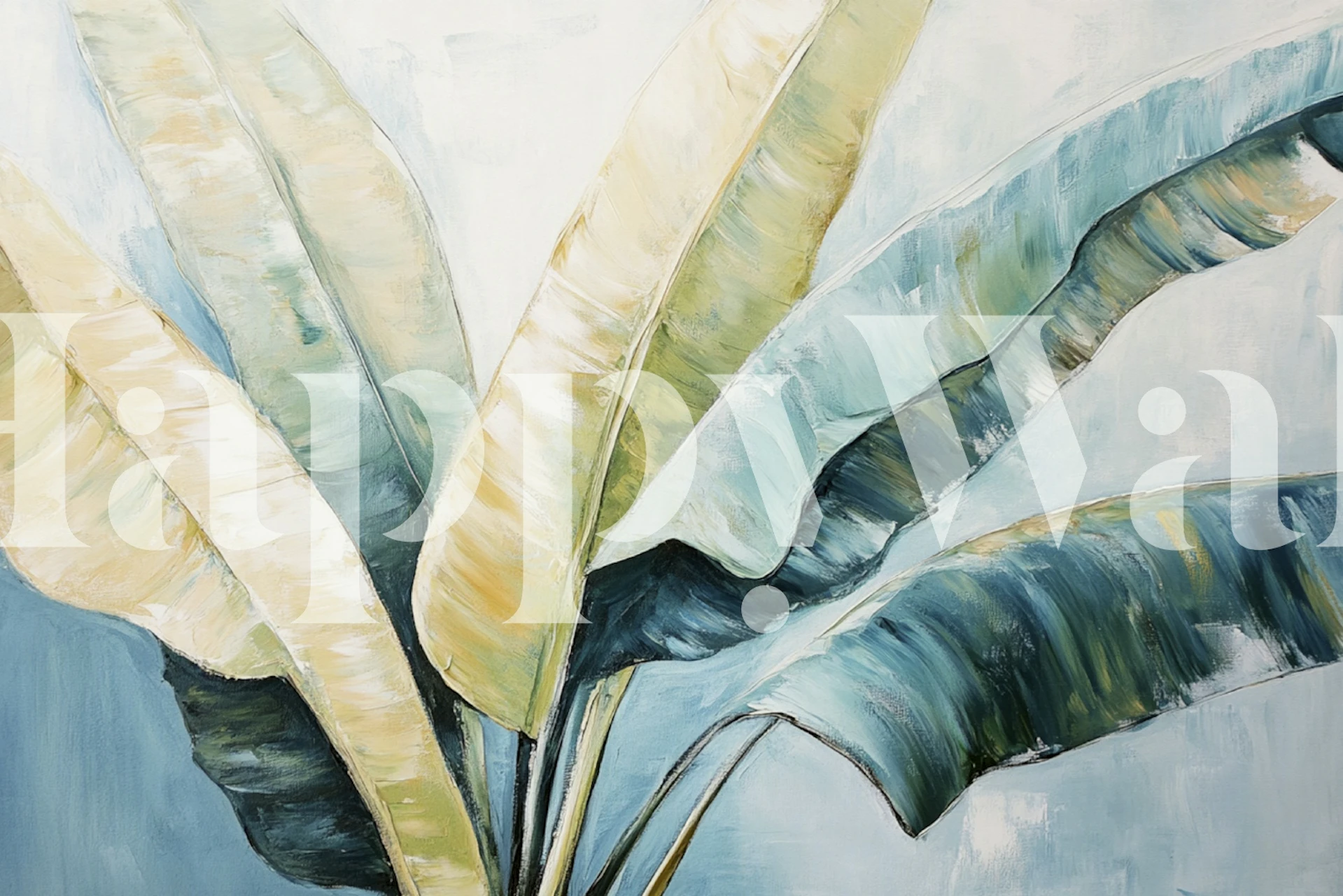 Pastel Palm Serenity behang in een kamer