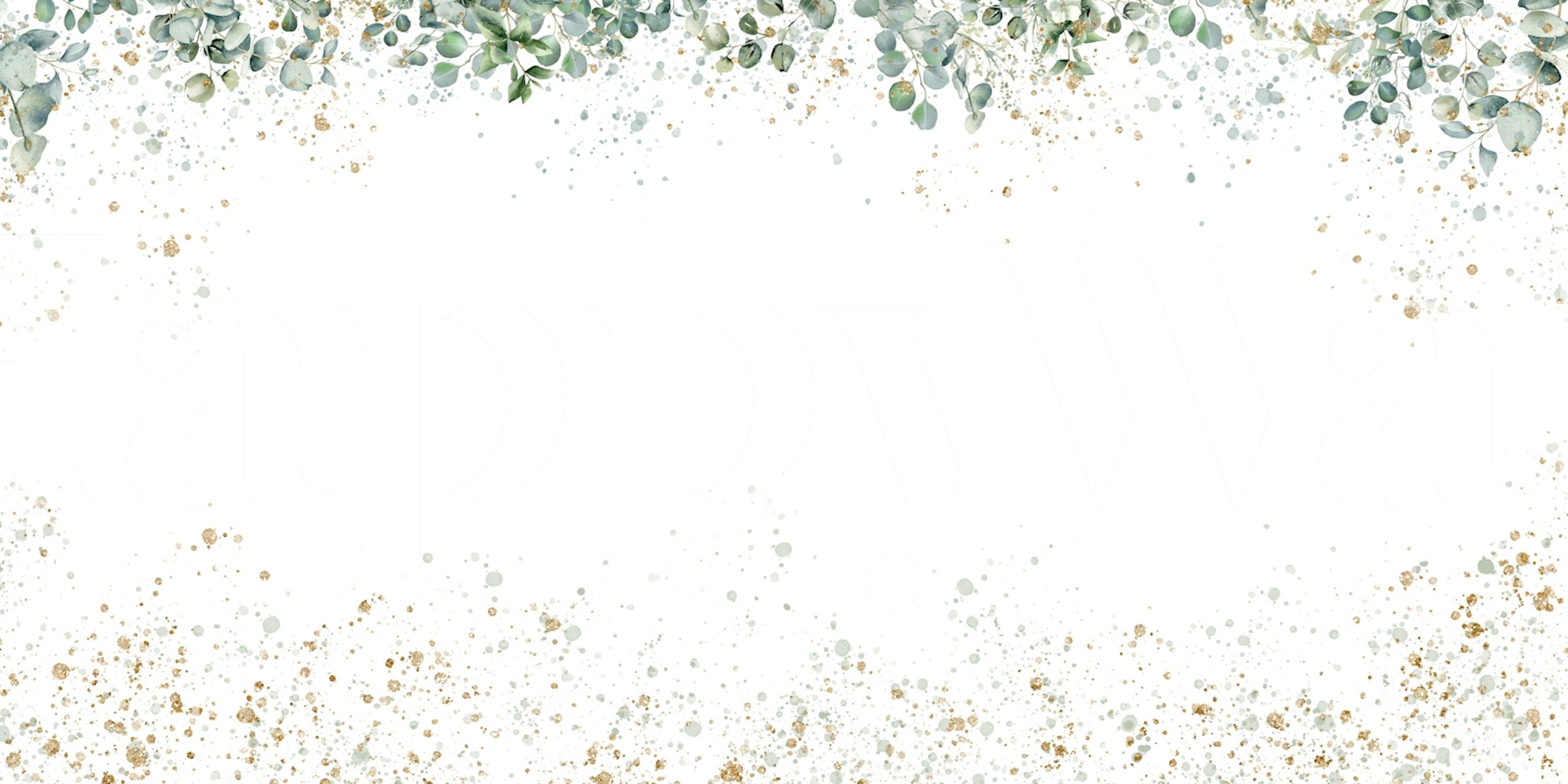 Eucalyptus leaves with golden accents on a white background wallpaper