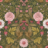 Wild garden in green and pink papiers peint