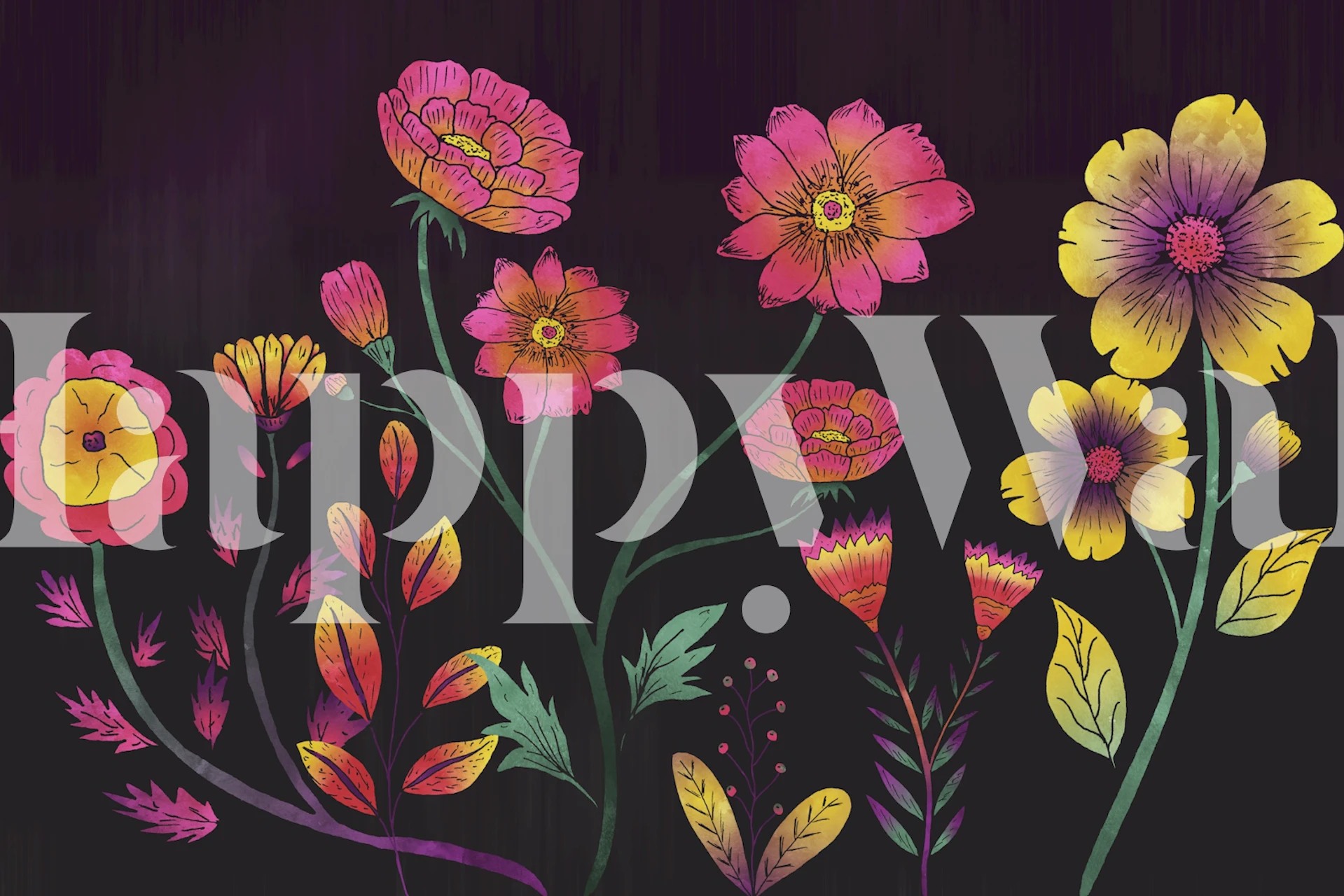 Luminous Floral Whispers wallpaper in a room