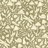 Forest Life in Olive Green papiers peint