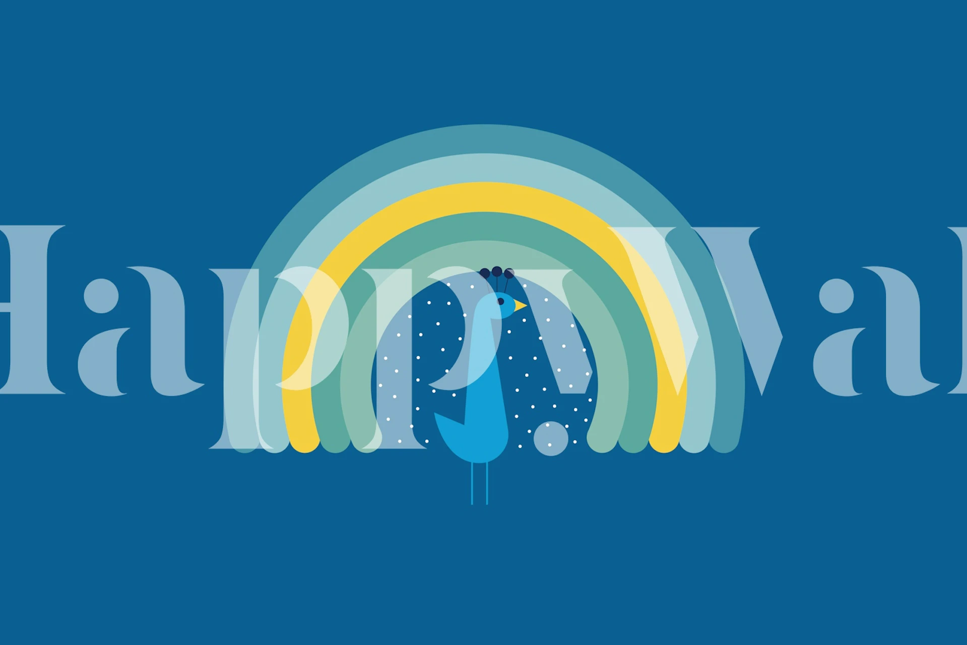 Rainbow wallpaper design in a room