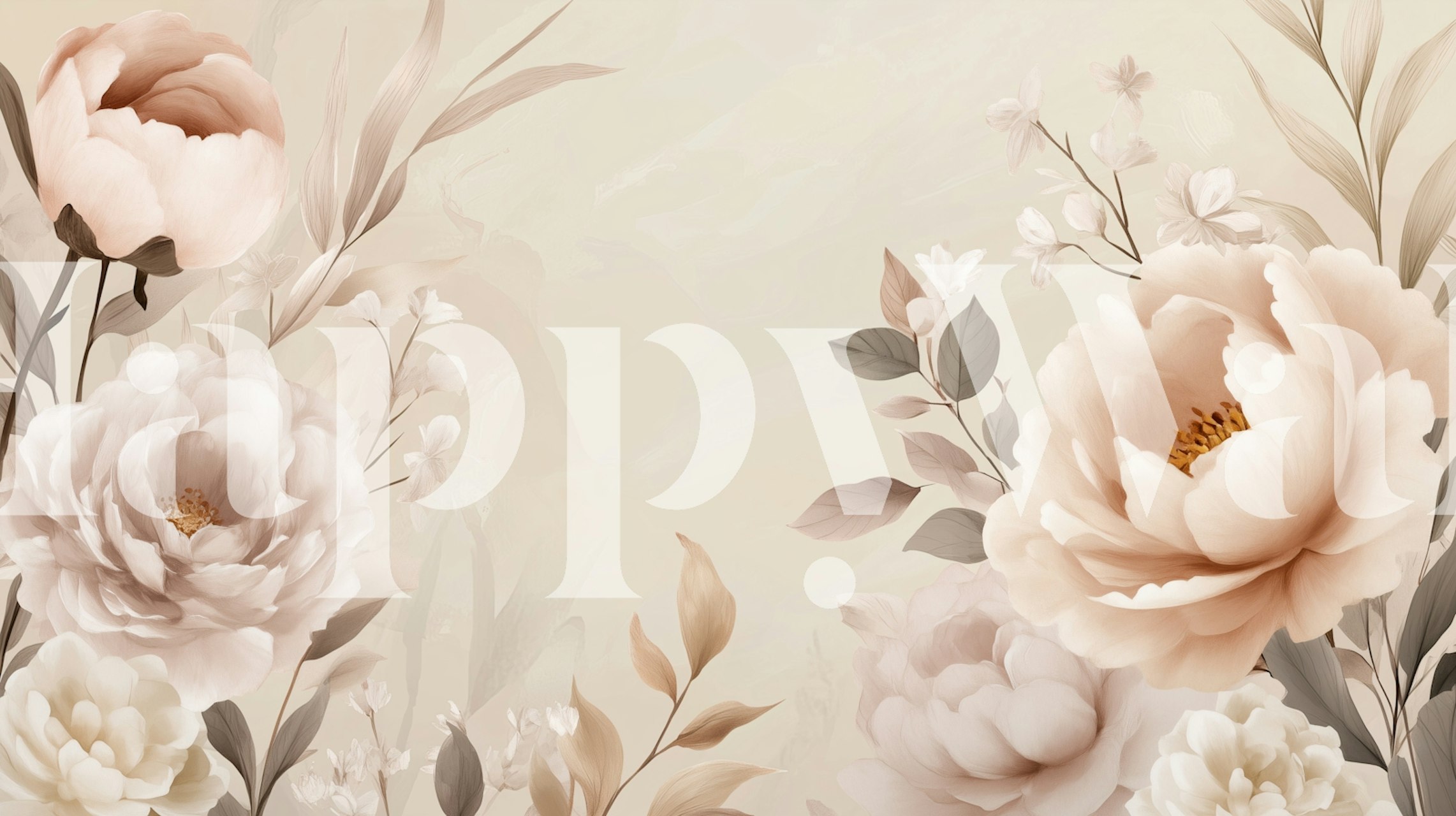 Beige Floral Dream-mönster visat i ett rum