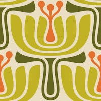 Vintage Petal Charm in Green Cream - S ταπετσαρία