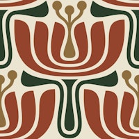 Vintage Petal Charm in Red Green - S ταπετσαρία