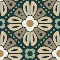 Retro Floral Tiles in Beige Green - S ταπετσαρία