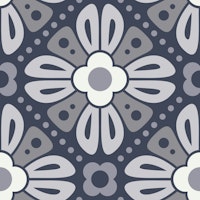 Retro Floral Tiles in Gray - S ταπετσαρία
