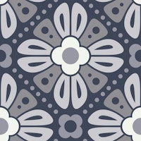 Retro Floral Tiles in Gray - L ταπετσαρία
